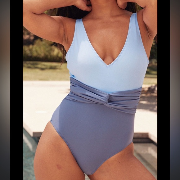 Summersalt Light Blue and Gray One Piece Swimsuit - Picture 1 of 12